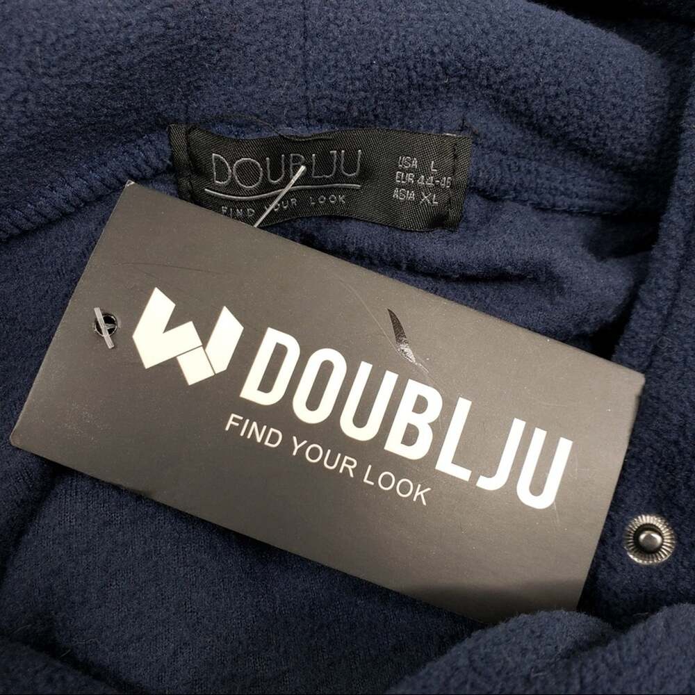 Doublju Fitted Zip-Up Hooded Moto Vest Blue  NEW - Picture 12 of 13